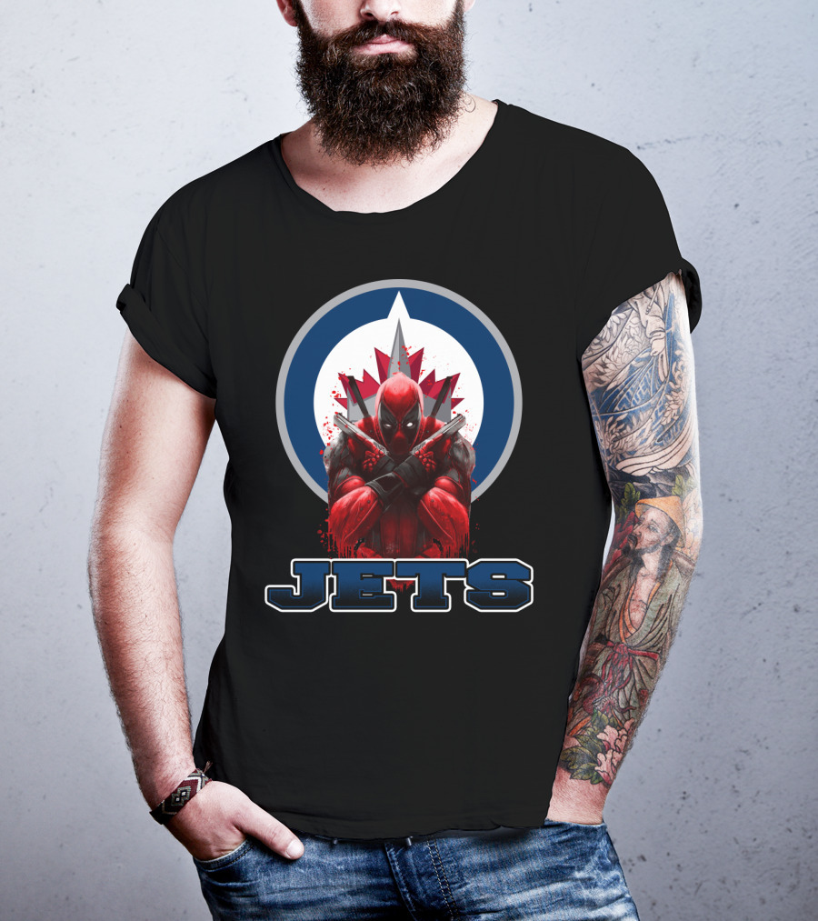 Winnipeg Jets Deadpool Crossover Logo Fans T-Shirt