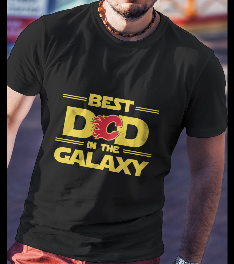 Best Calgary Flames Dad In The Galaxy Iconic Hockey T-Shirt