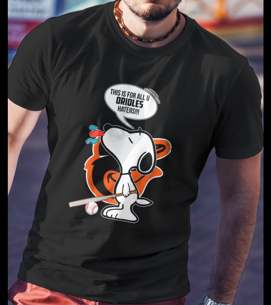 Snoopy Celebrating Baltimore Orioles With Baseball Bat For Orioles Haters T-Shirt