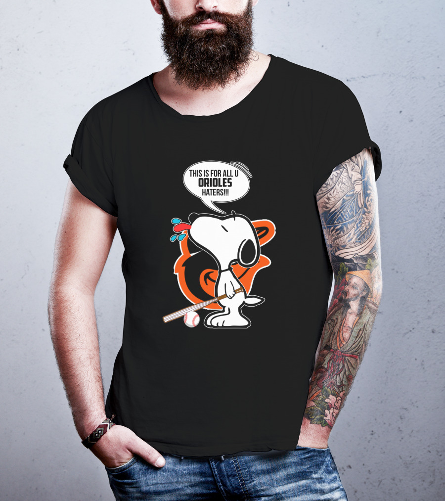 Snoopy Celebrating Baltimore Orioles With Baseball Bat For Orioles Haters T-Shirt