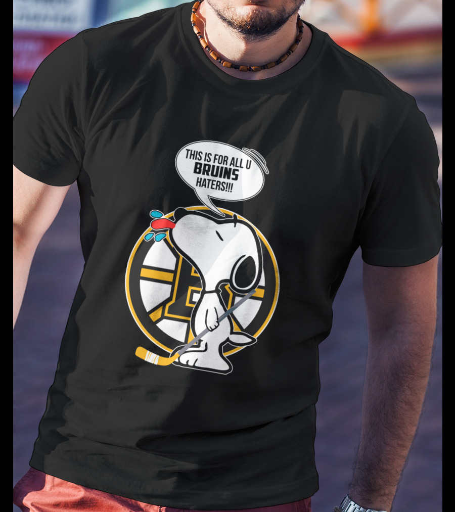 Snoopy Boston Bruins Haters Message With Hockey Stick T-Shirt