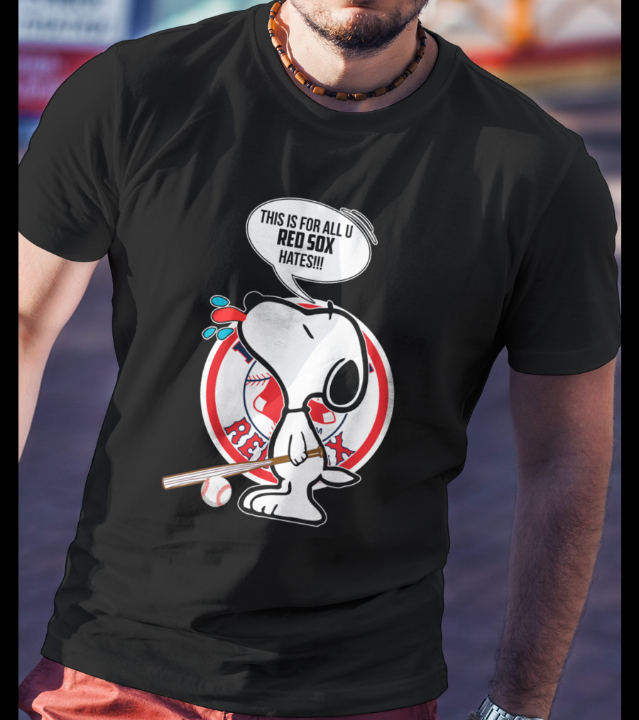 Snoopy Baseball Boston Red Sox Fans Humor Speech Bubble T-Shirt