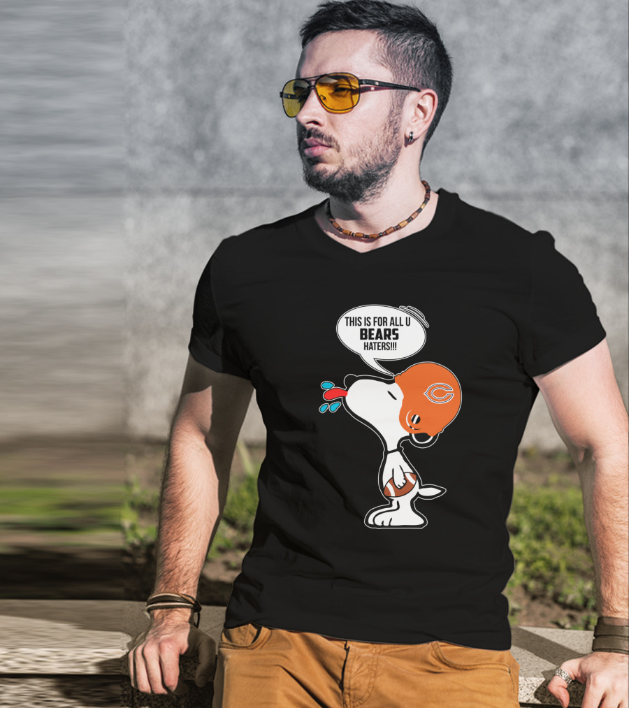 Snoopy Chicago Bears Helmet This Is For All U Bears Haters Football T-Shirt