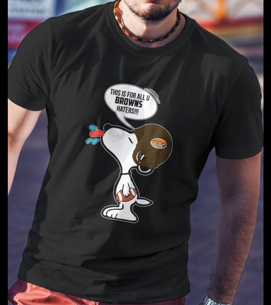 Snoopy Cleveland Browns Haters Football Fan Statement T-Shirt
