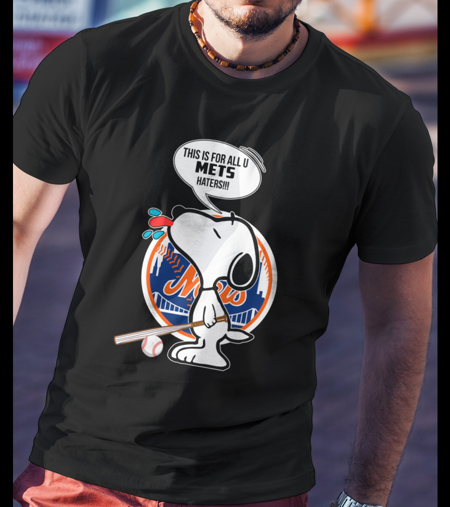 Snoopy New York Mets Fans Baseball Graphic - Mets Haters Speech Bubble T-Shirt