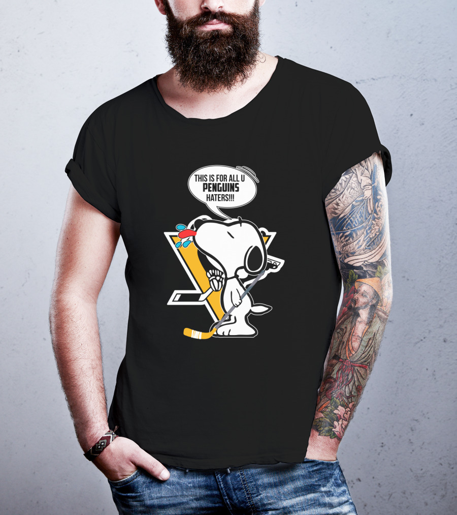 Snoopy Pittsburgh Penguins Hockey Speech Bubble Fan T-Shirt