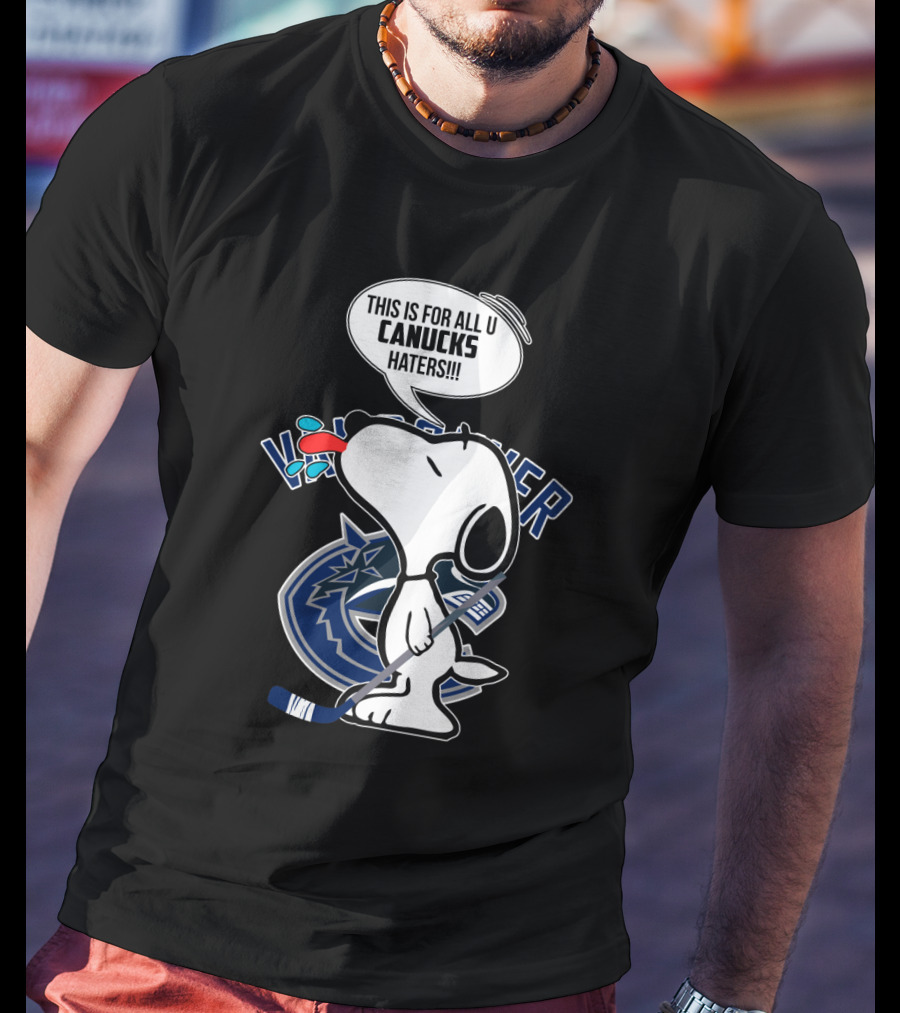 Snoopy Canucks Fans Tongue Out Speech Bubble Vancouver Hockey T-Shirt