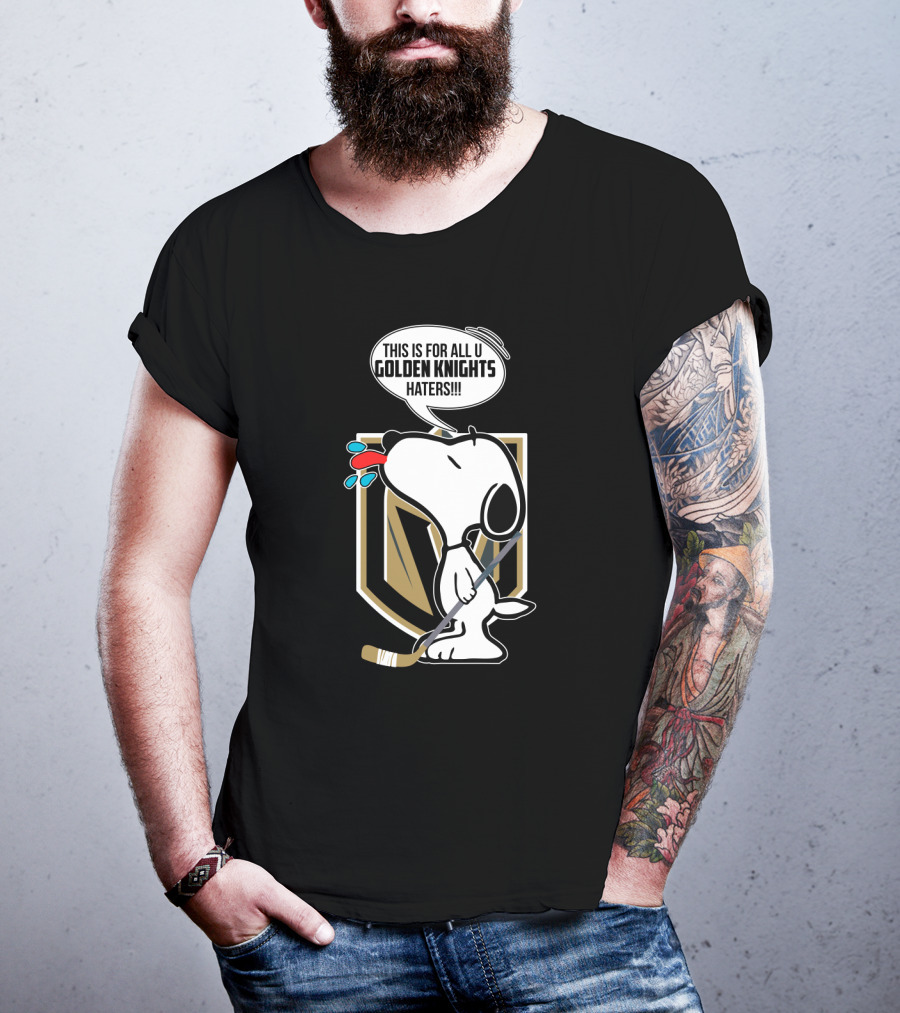 Snoopy And Vegas Golden Knights Haters Funny Hockey Theme With Iconic Character And Team T-Shirt