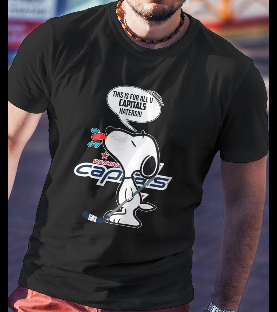 Snoopy Washington Capitals Proud Fan Message With Hockey Stick T-Shirt