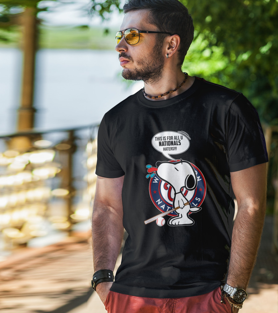 Snoopy Nationals Haters Speech Bubble With Washington Baseball T-Shirt