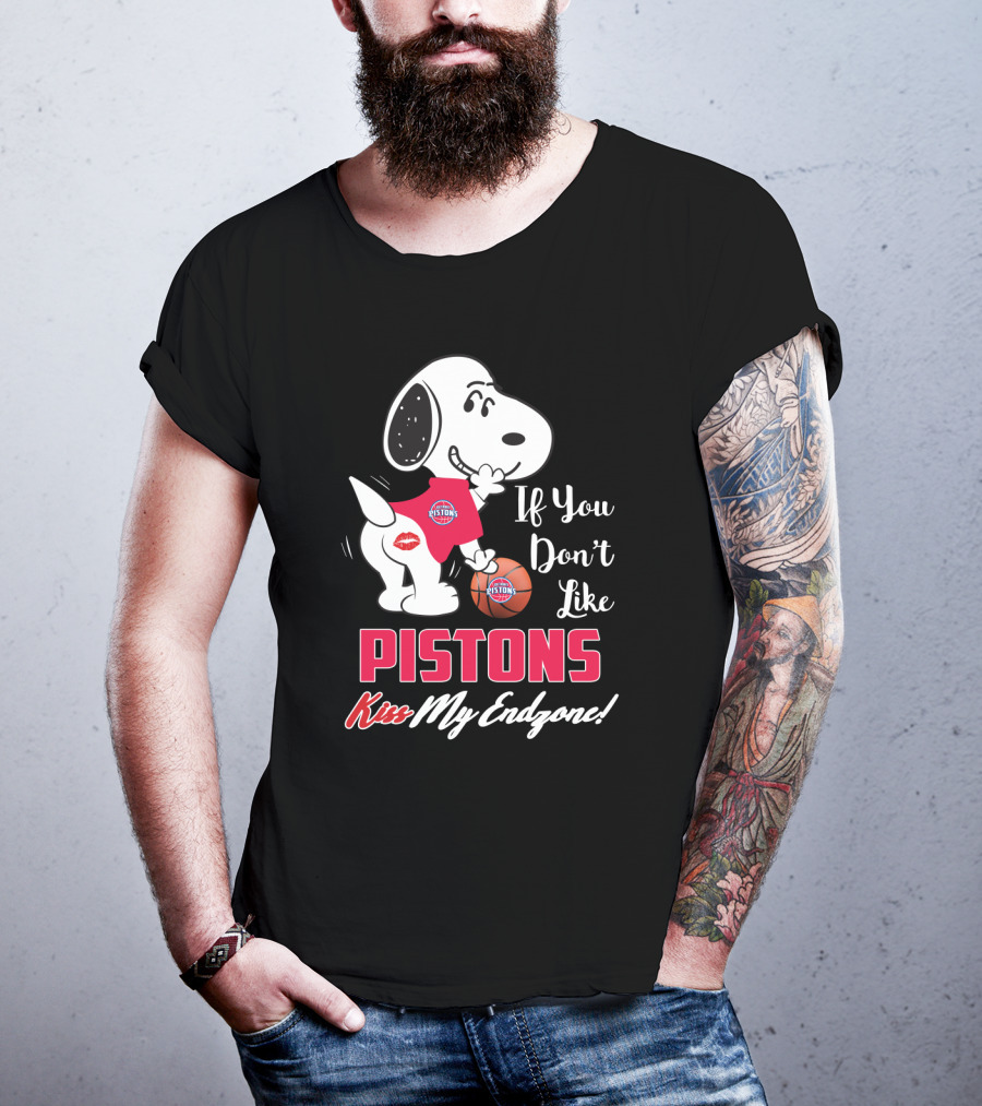 If You Don't Like Pistons Kiss My Endzone Snoopy Detroit Pistons Fans T-Shirt