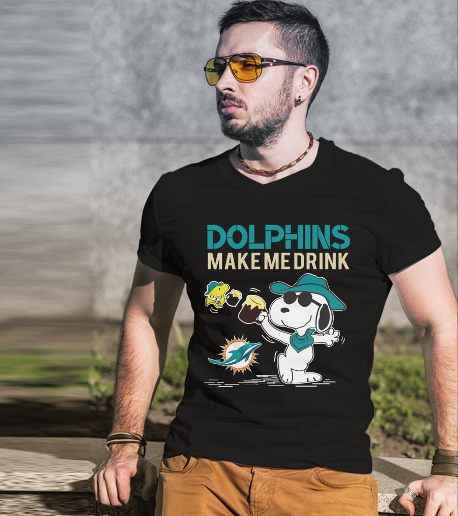 Dolphins Make Me Drink Snoopy Miami Dolphins Fans T-Shirt