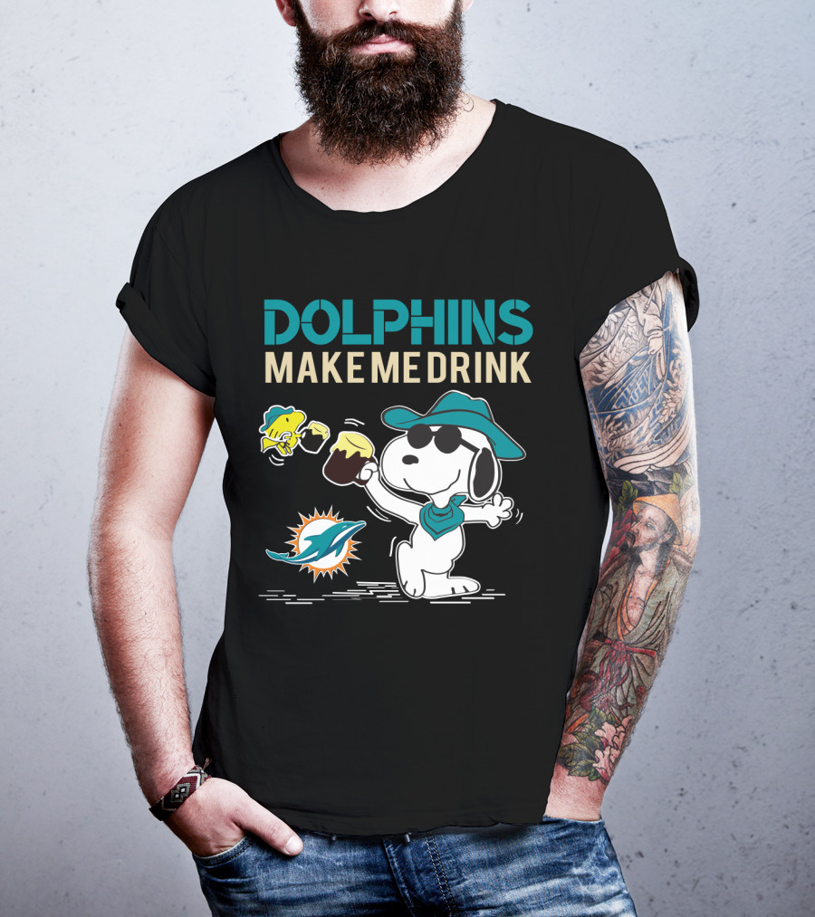 Dolphins Make Me Drink Snoopy Miami Dolphins Fans T-Shirt