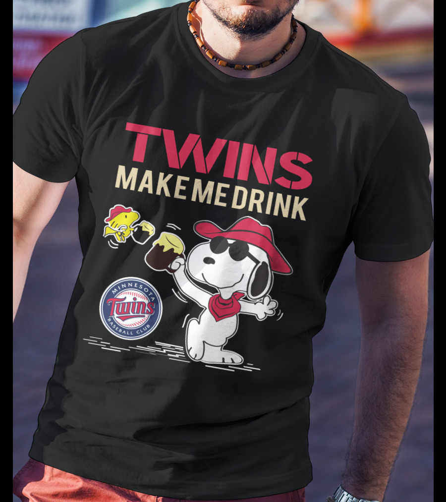 Twins Make Me Drink Snoopy Minnesota Baseball Club T-Shirt