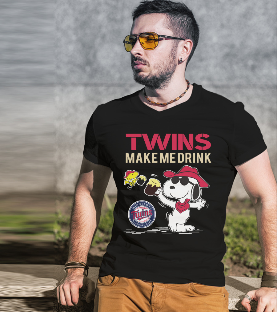 Twins Make Me Drink Snoopy Minnesota Baseball Club T-Shirt