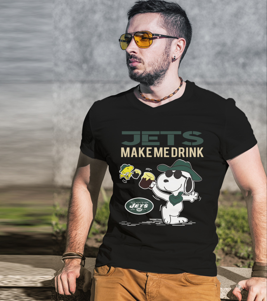 Jets Make Me Drink Snoopy And Woodstock New York Fans T-Shirt
