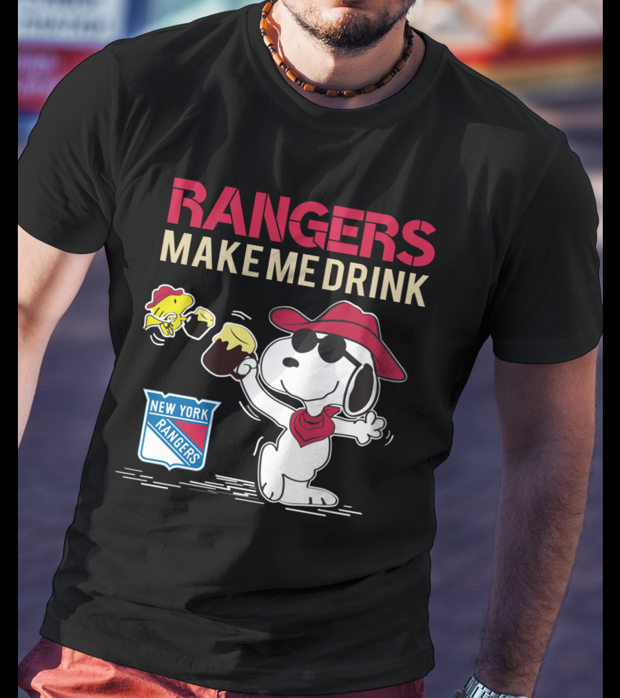 Rangers Make Me Drink Snoopy Celebrates New York Rangers Fans T-Shirt