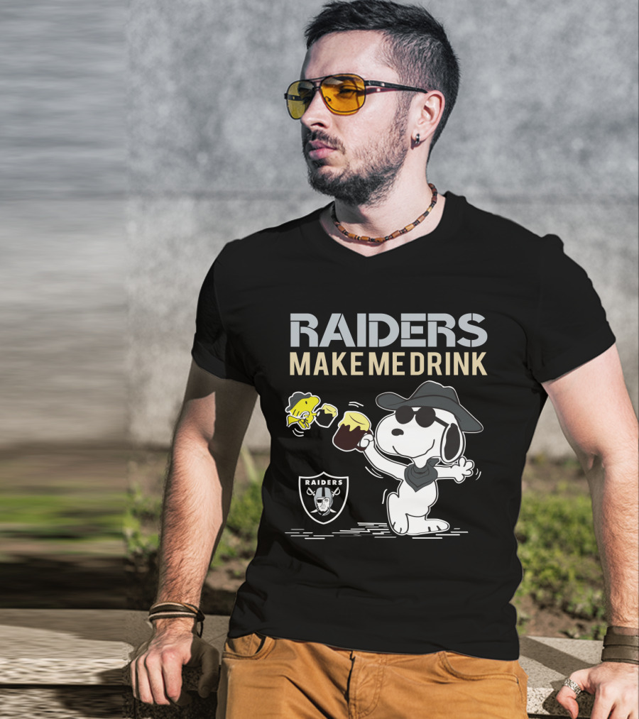 Snoopy Raiders Make Me Drink Oakland Raiders Fans T-Shirt