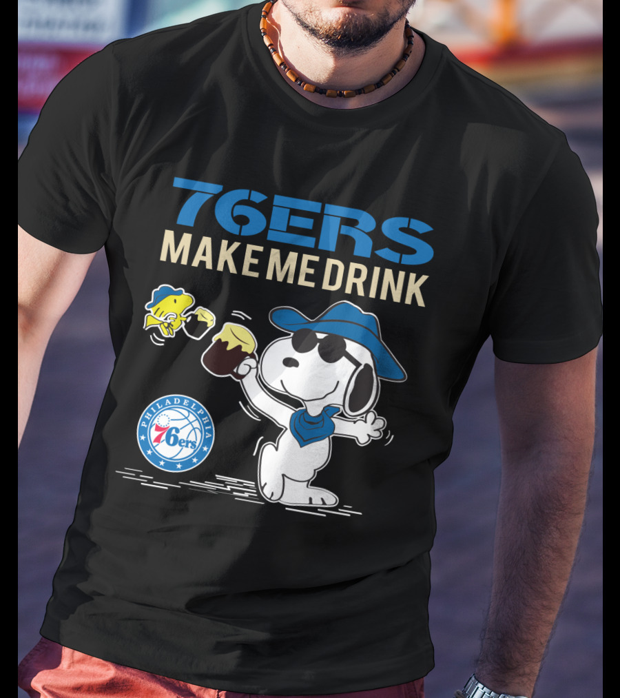 Philadelphia 76ers Snoopy Make Me Drink T-Shirt