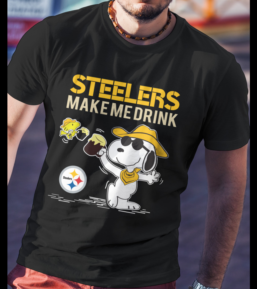 Steelers Make Me Drink Snoopy Pittsburgh Steelers Fans T-Shirt