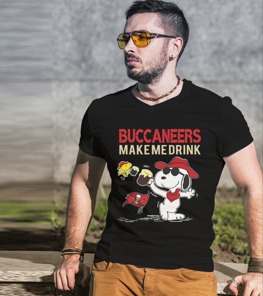Buccaneers Make Me Drink Snoopy Peanuts Tampa Bay Fans T-Shirt