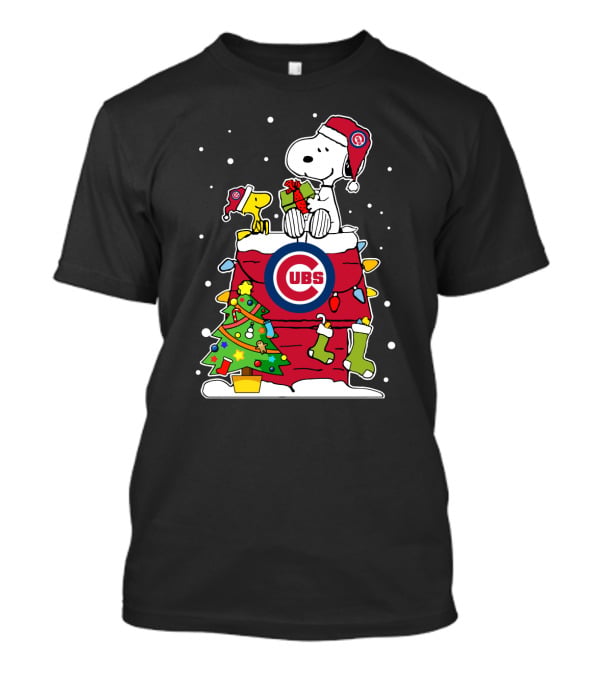 Chicago Cubs Snoopy Christmas Peanuts Woodstock Holiday Gift T-Shirt