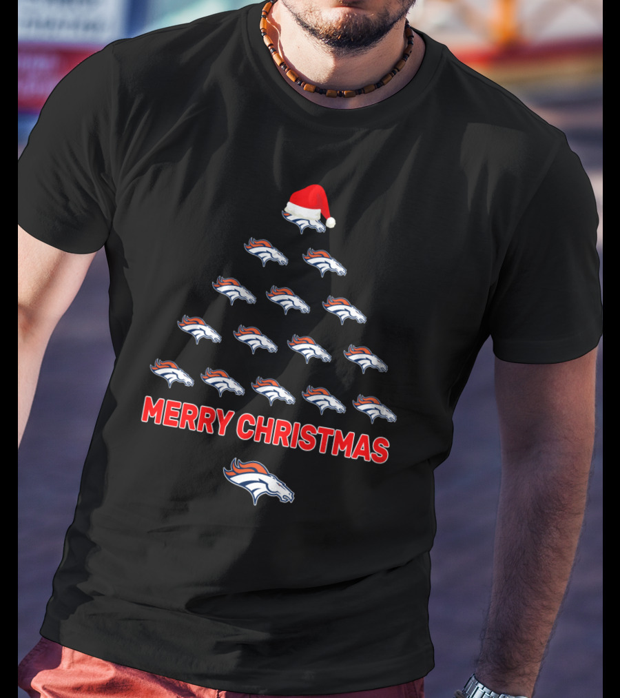 Merry Christmas Denver Broncos Christmas Tree T-Shirt