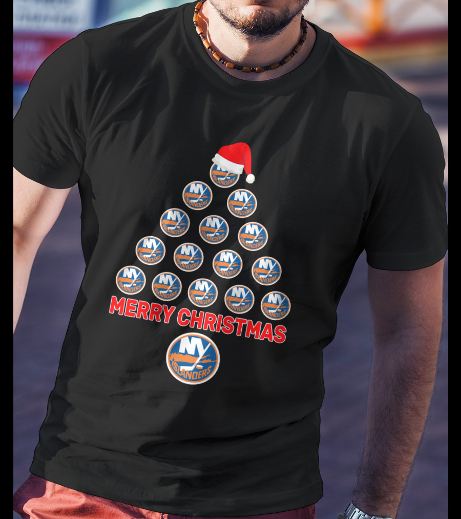 Merry Christmas New York Islanders Hockey Logos Christmas Tree T-Shirt