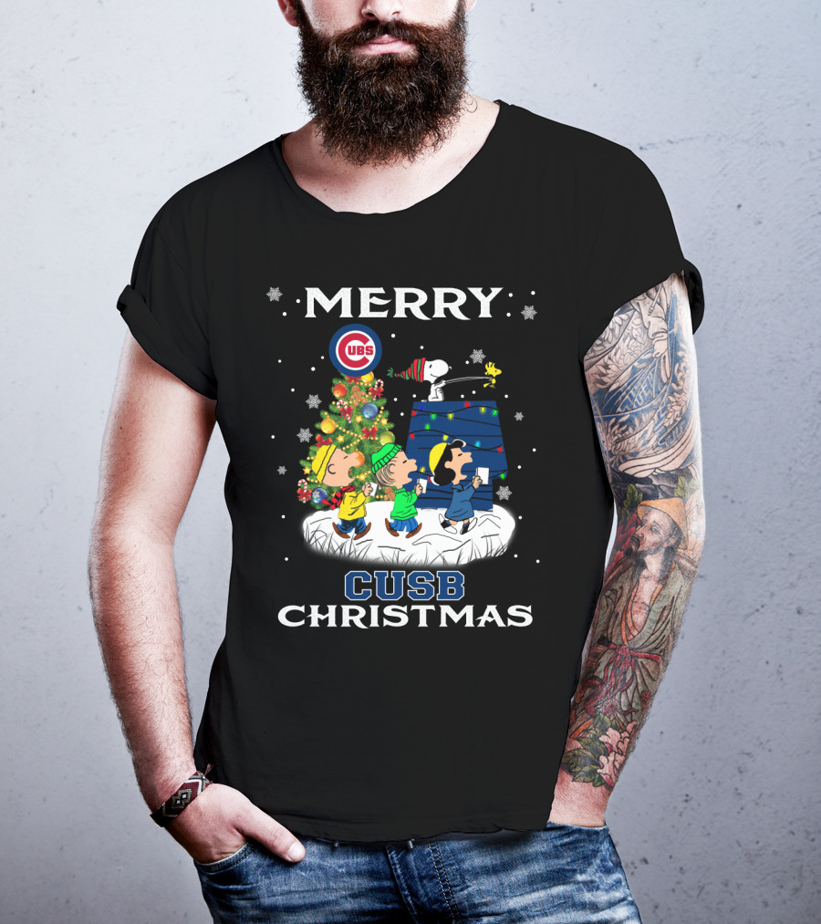Merry Cubs Christmas With Snoopy And Peanuts Characters T-Shirt