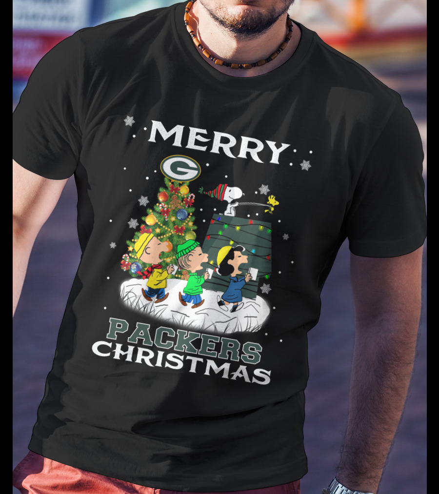 Merry Packers Christmas Featuring Snoopy And Friends T-Shirt