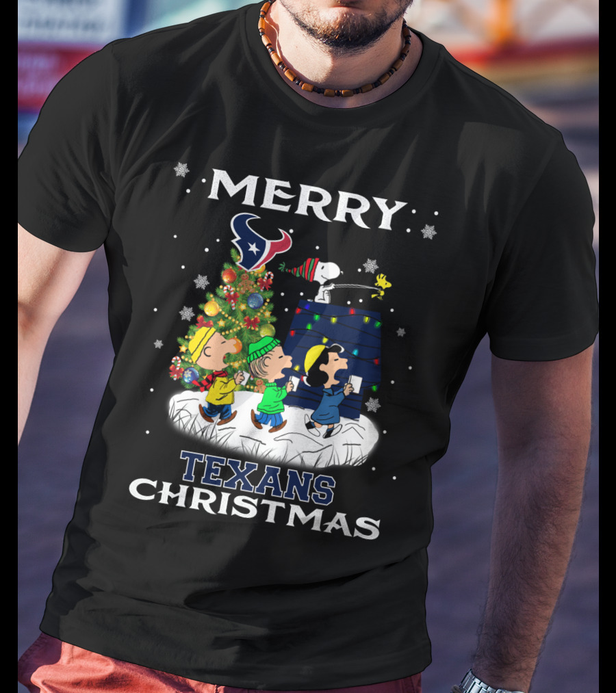 Merry Texans Christmas Snoopy And Friends With Houston T-Shirt