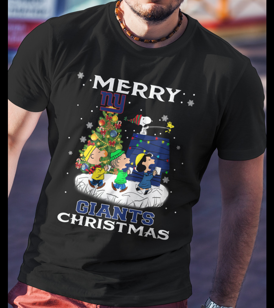 Merry Ny Giants Christmas Snoopy Fans T-Shirt