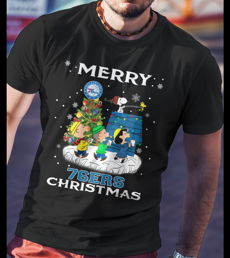 Merry 76ers Christmas Philadelphia Snoopy Fans T-Shirt