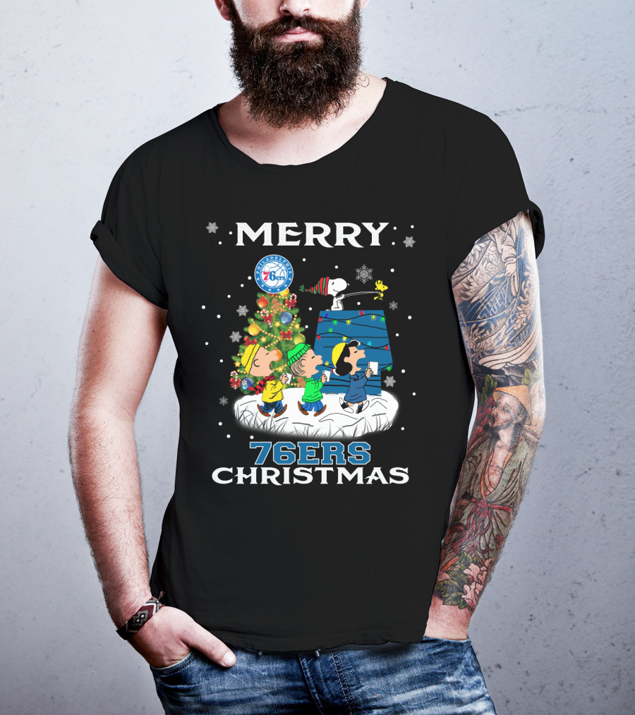 Merry 76ers Christmas Philadelphia Snoopy Fans T-Shirt