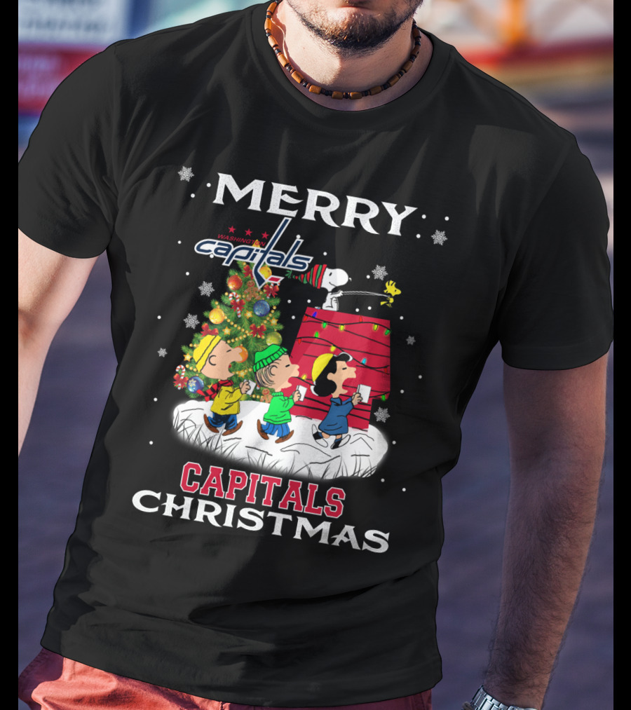 Merry Washington Capitals Christmas Snoopy Peanuts Ice Hockey T-Shirt