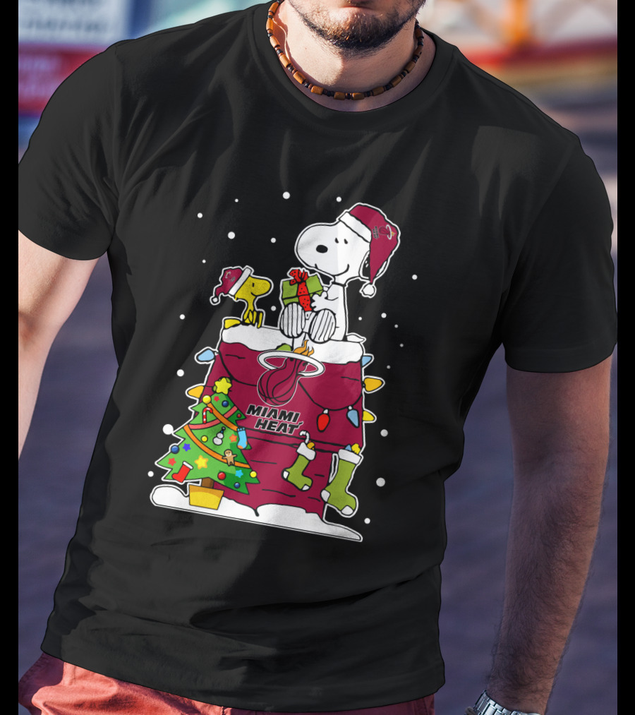 Snoopy Christmas Miami Heat Festive Cheer T-Shirt