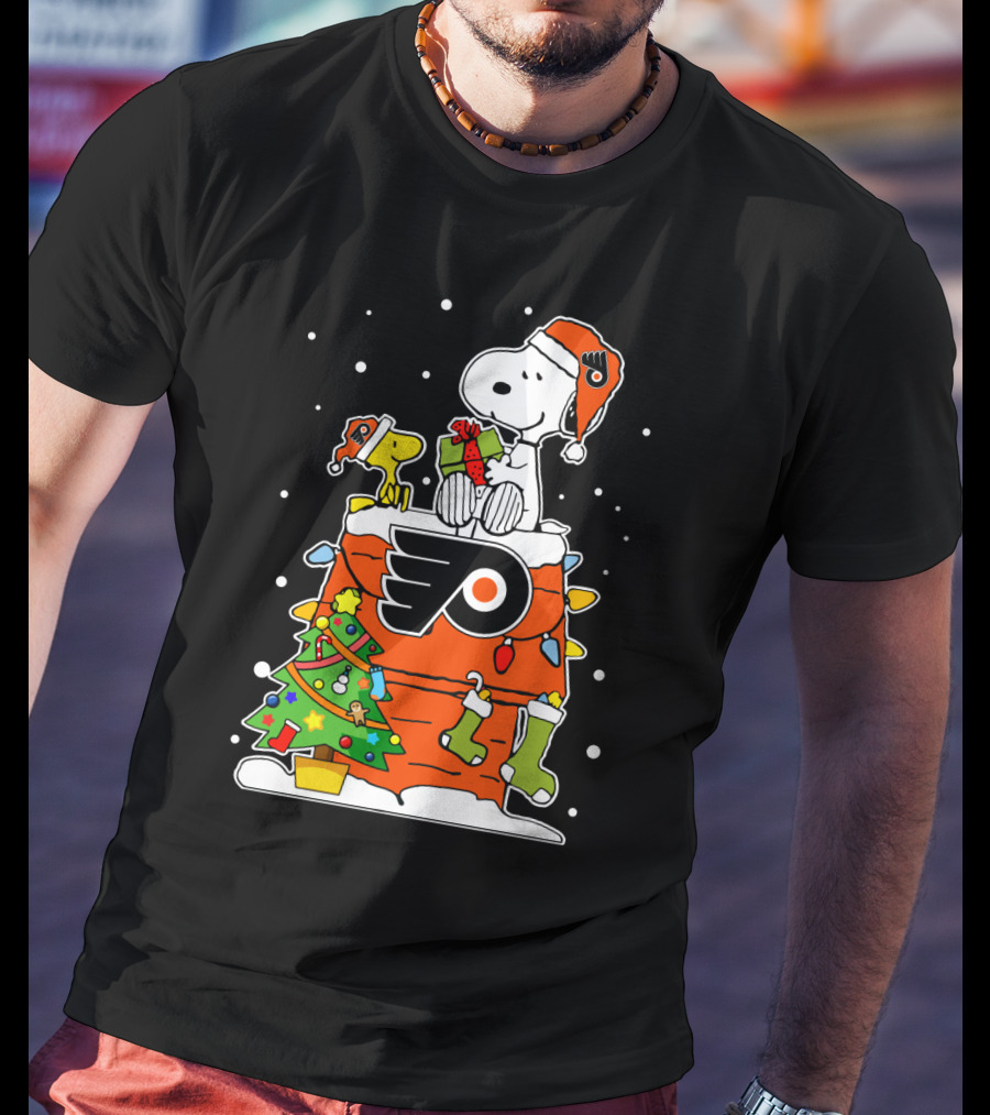 Philadelphia Flyers Snoopy Woodstock Christmas Winter Cheer T-Shirt