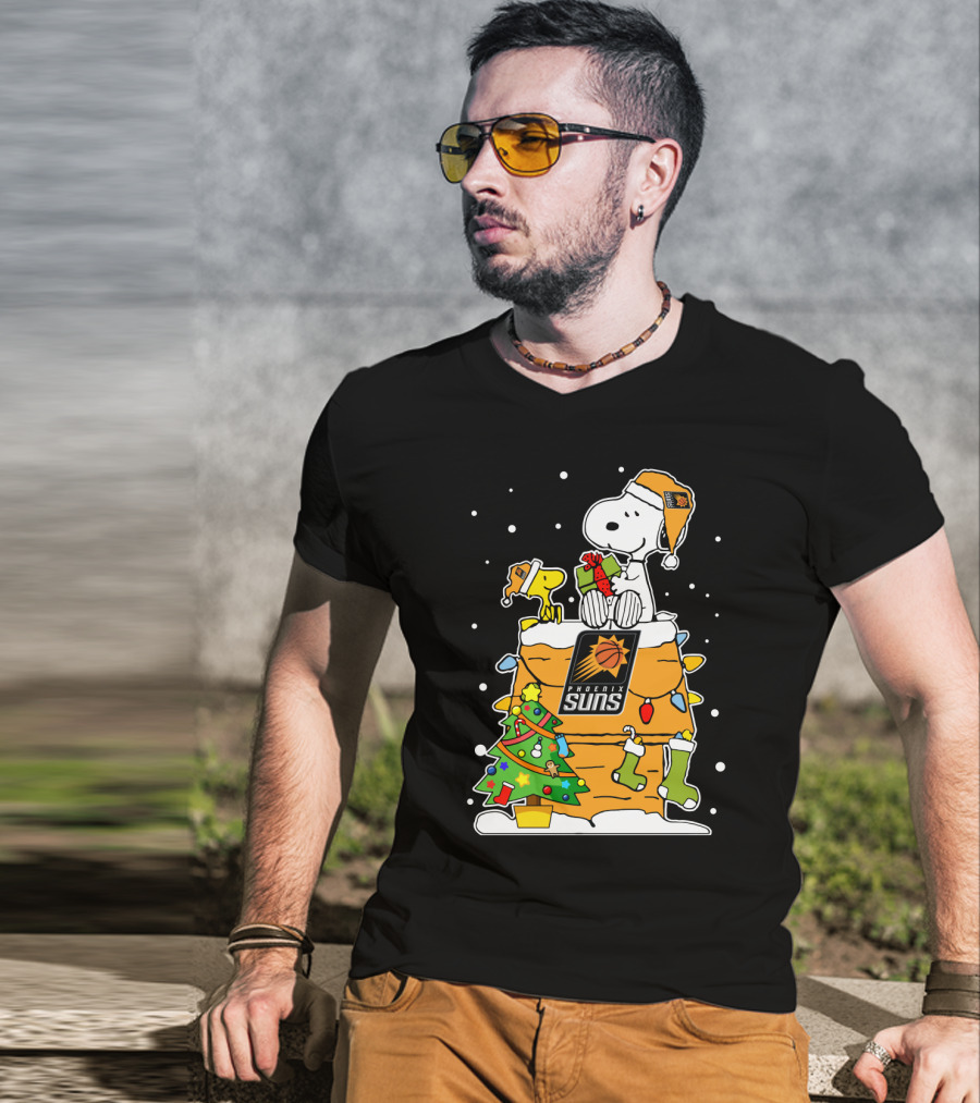 Snoopy And Woodstock Celebrate Phoenix Suns Christmas T-Shirt