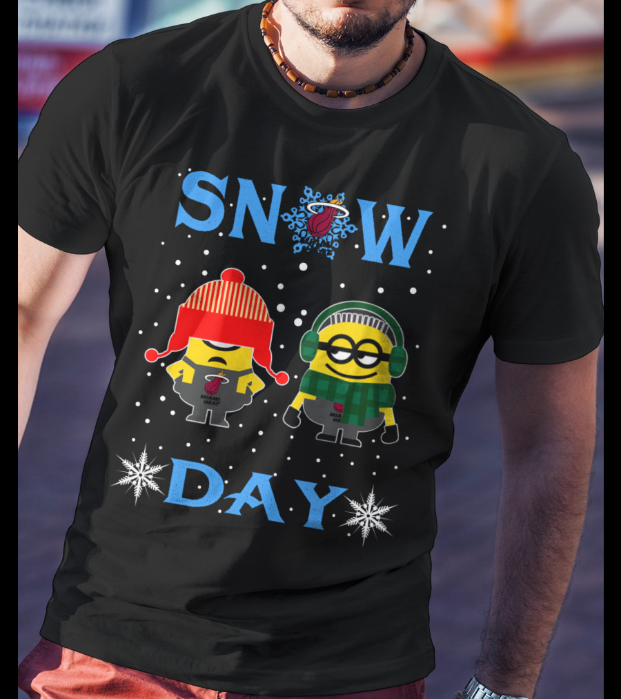 Snow Day Miami Heat Minions Fans Holiday Fun T-Shirt