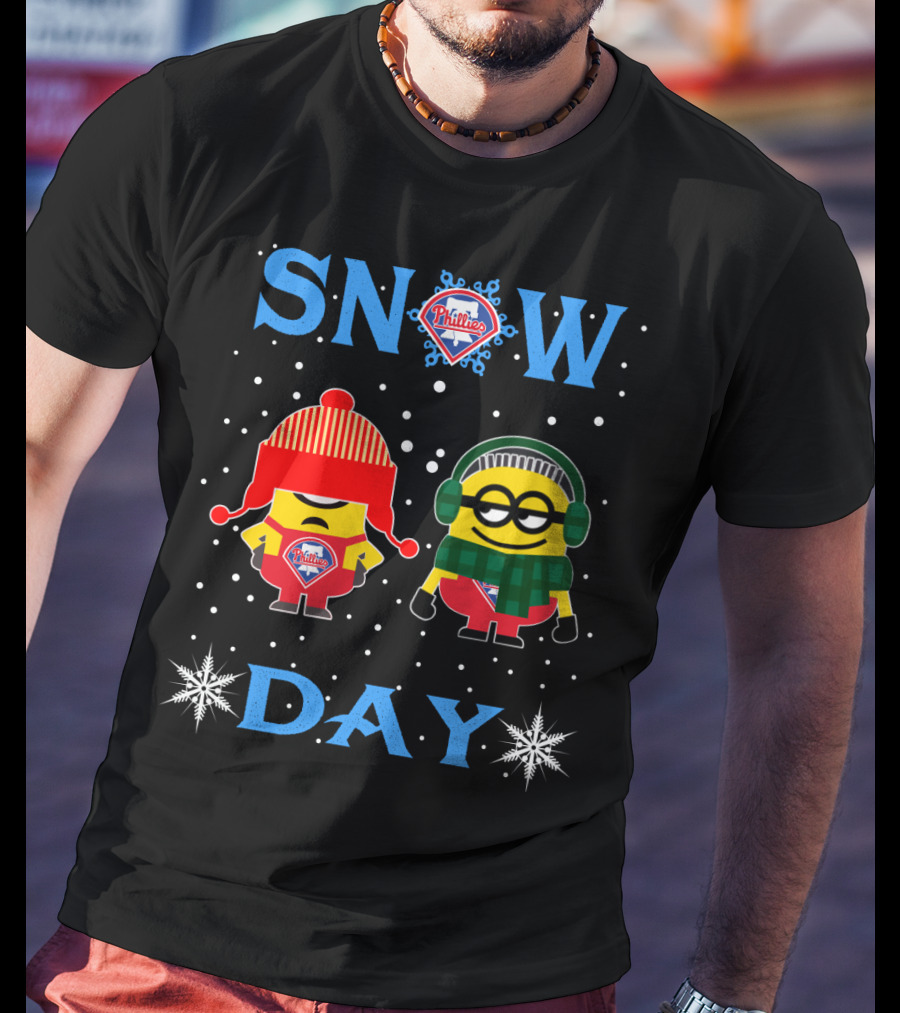 Snow Day Featuring Philadelphia Phillies Logo And Winter Minions T-Shirt