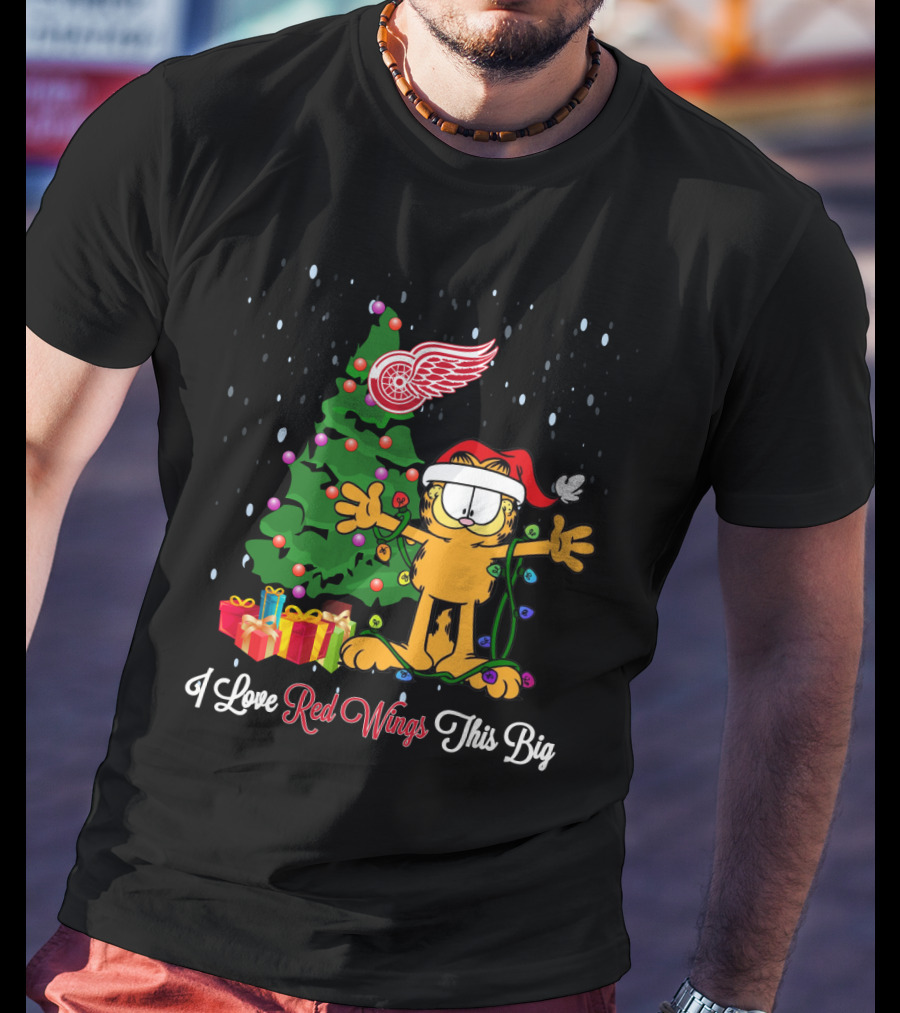 Garfield Christmas I Love Detroit Red Wings Holiday T-Shirt