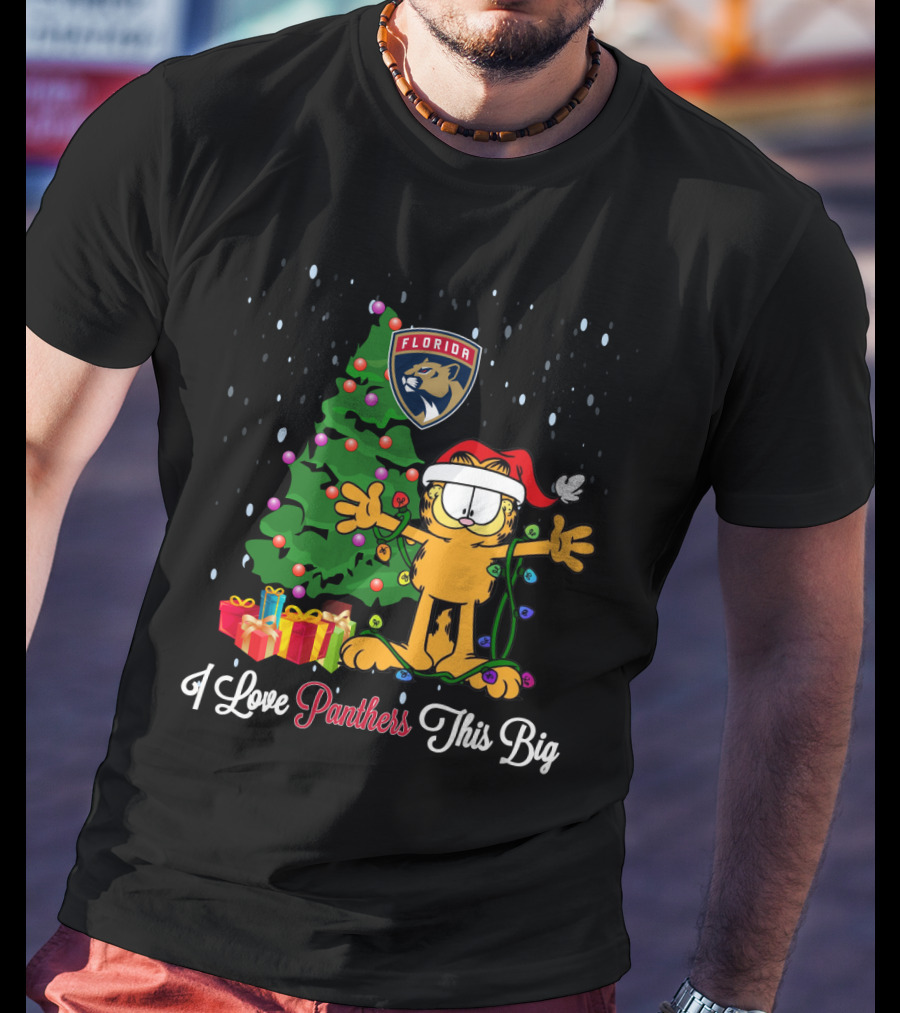 Florida Panthers Christmas With Garfield And Holiday Cheer T-Shirt