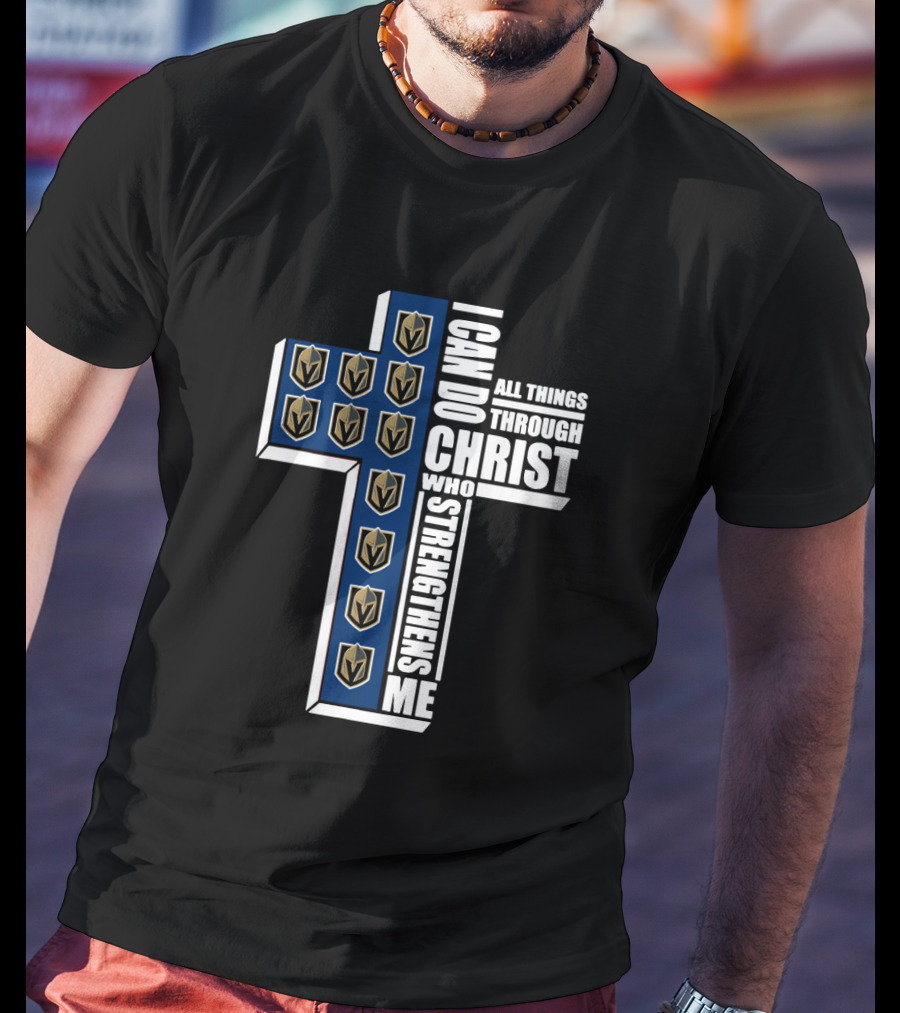 I Can Do All Things Through Christ With Strengthens Me Knights Shield Cross T-Shirt