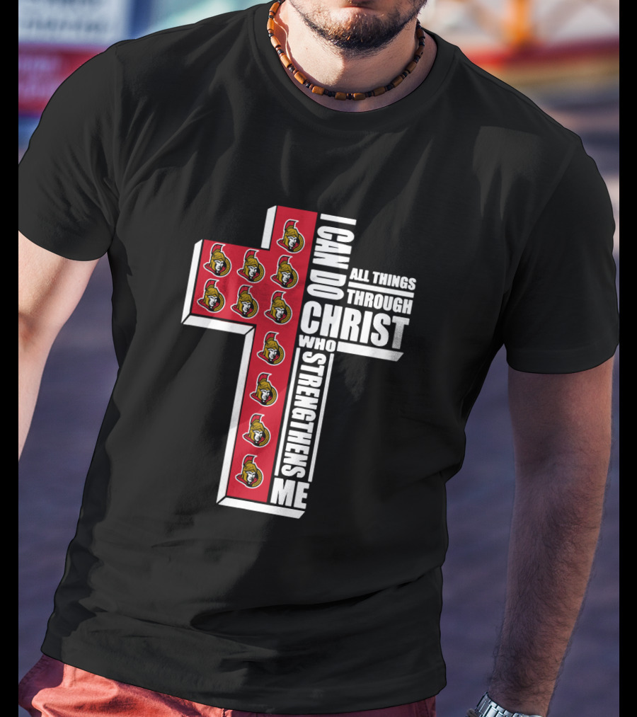 Senators I Can Do All Things Through Christ Logos Cross T-Shirt