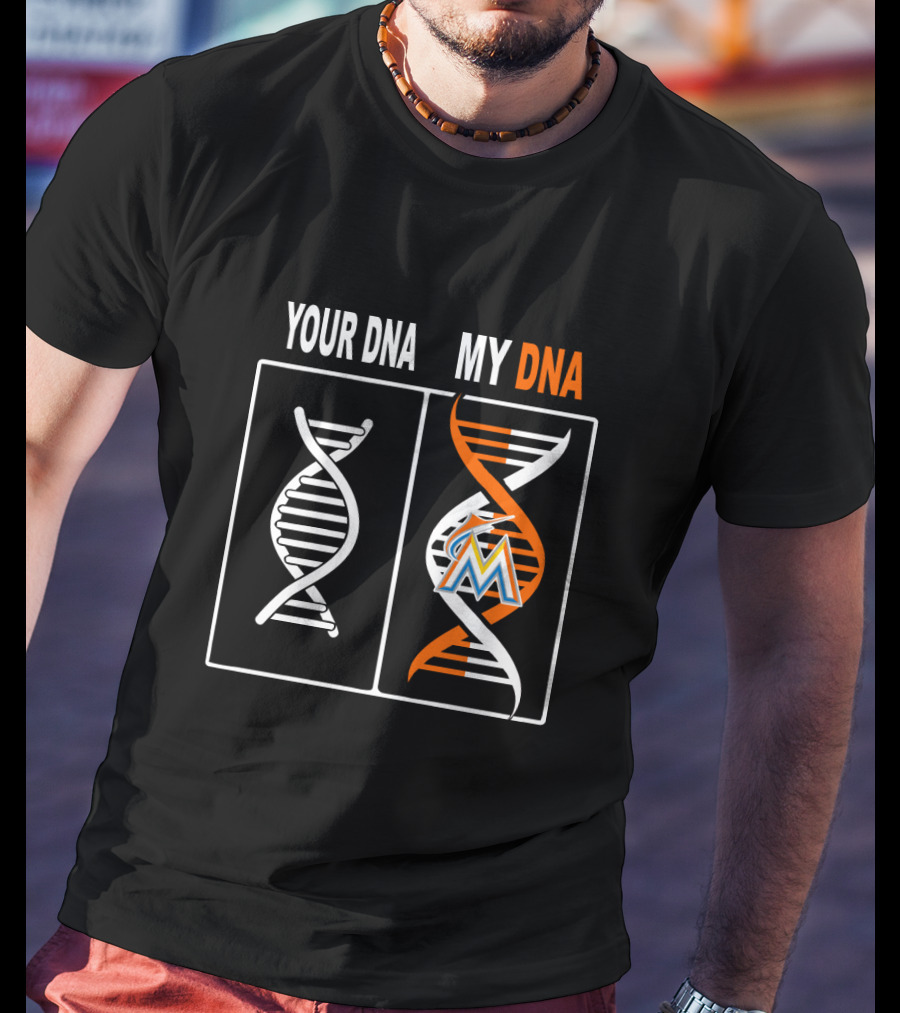 Miami Marlins DNA Double Helix Logo Your DNA My DNA T-Shirt