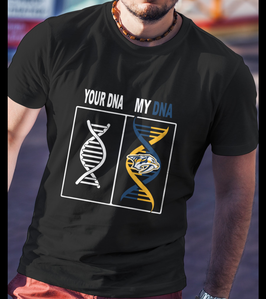 Your DNA My DNA Nashville Predators Logo DNA Strands T-Shirt