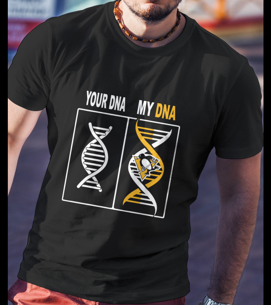Your DNA My DNA Pittsburgh Penguins Hockey Logo DNA Strands T-Shirt