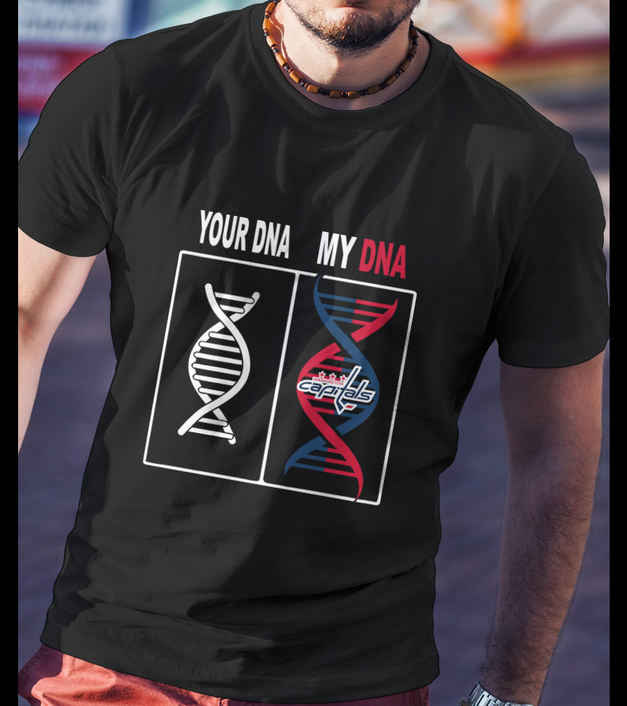 Your DNA My DNA Washington Capitals With Red Blue Logo And Hockey DNA Helix T-Shirt
