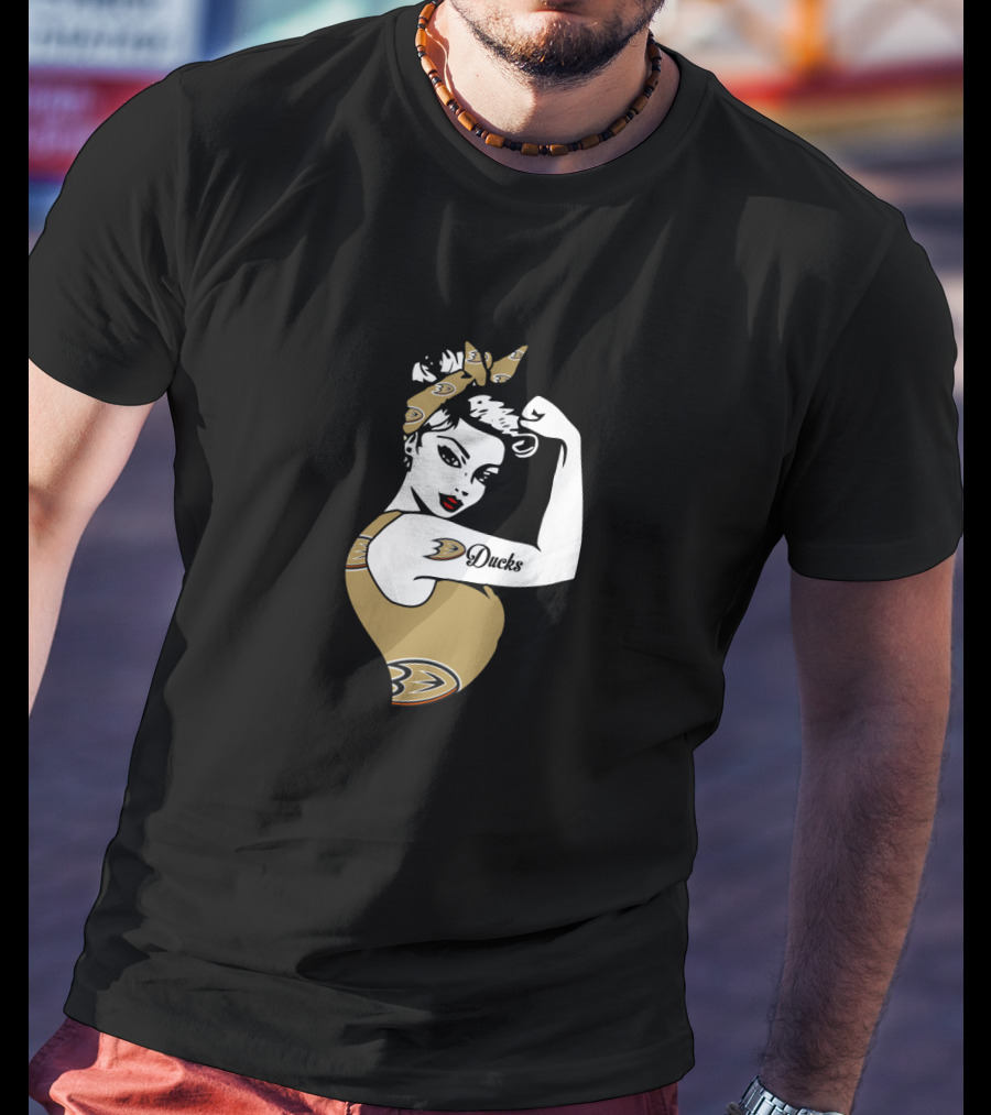 Anaheim Ducks Unbreakable Strong Girl Rosie The Riveter T-Shirt