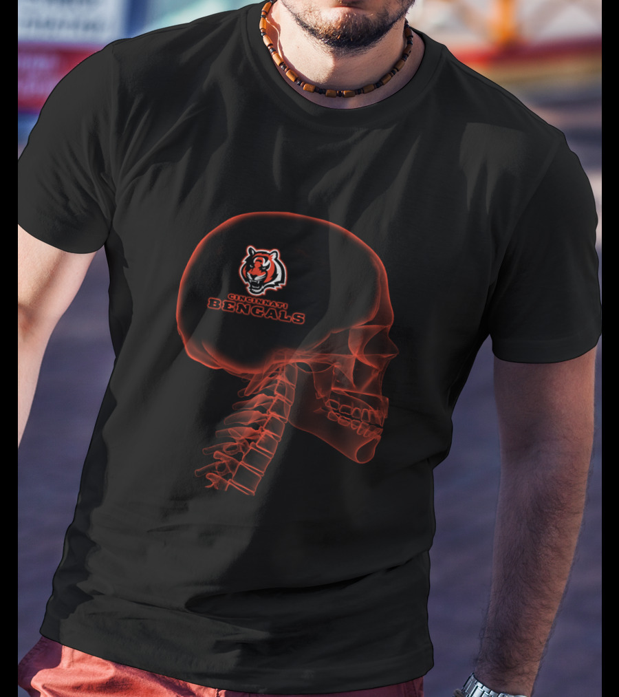 Cincinnati Bengals Brain Skeleton Halloween T-Shirt